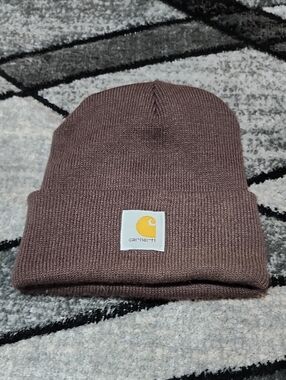 CARHATT BROWN KNIT PATCH LOGO UNISEX CUFFED BEANIE HAT